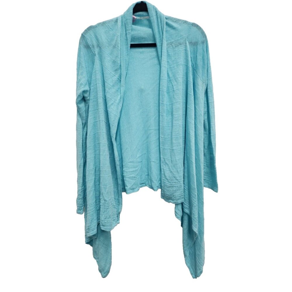 Lilly Pulitzer Light Turquoise Open-Front Draped Cardigan